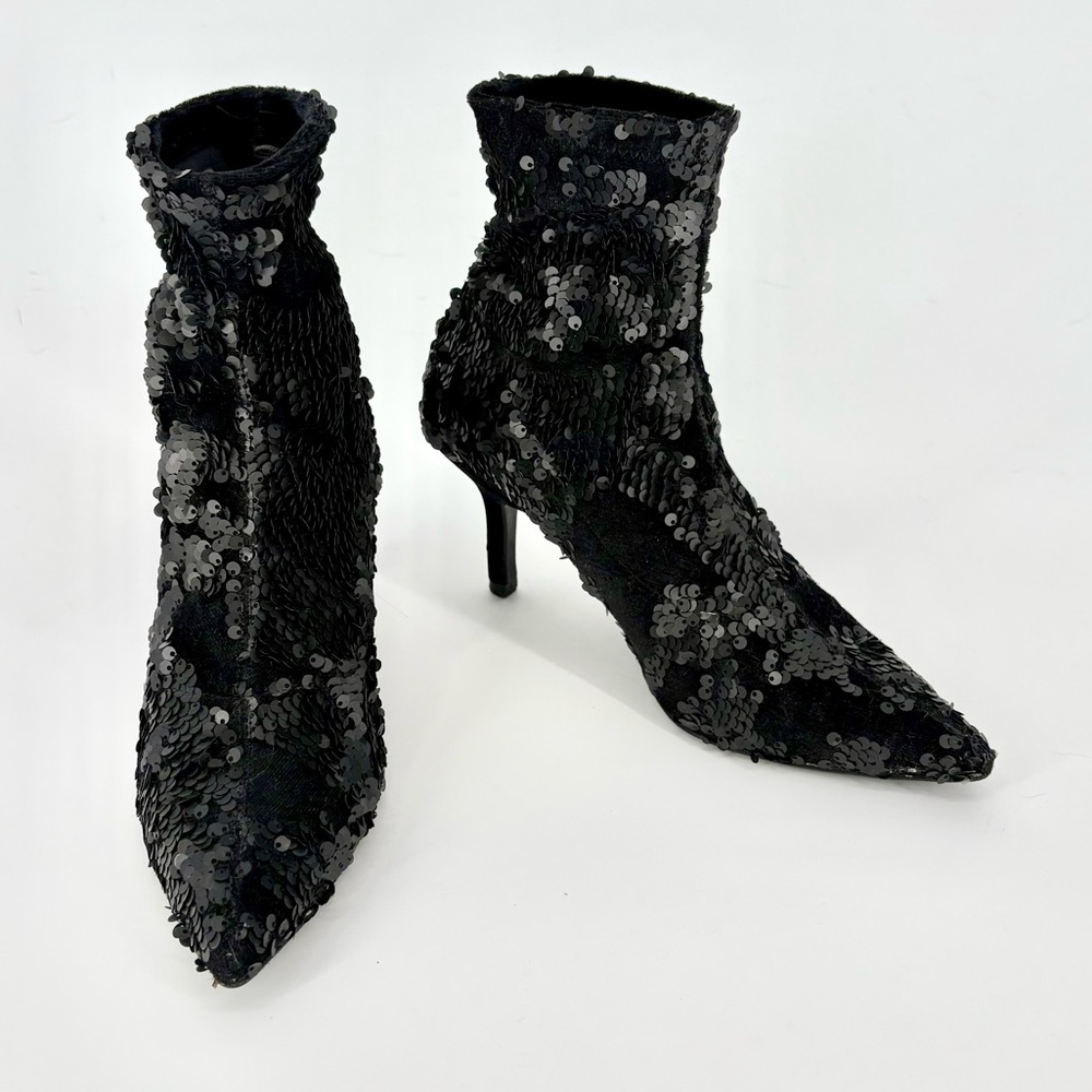 ZARA Velvet and Sequin Ankle Boot - Picture 5 of 16